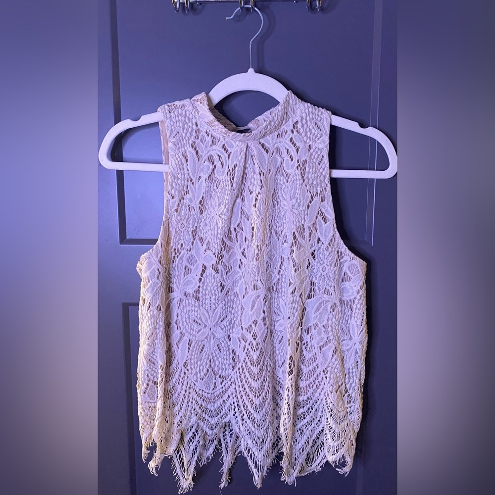 Cream, Lacey turtleneck tank
